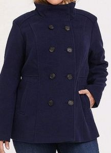 Torrid Navy double-breasted peacoat New